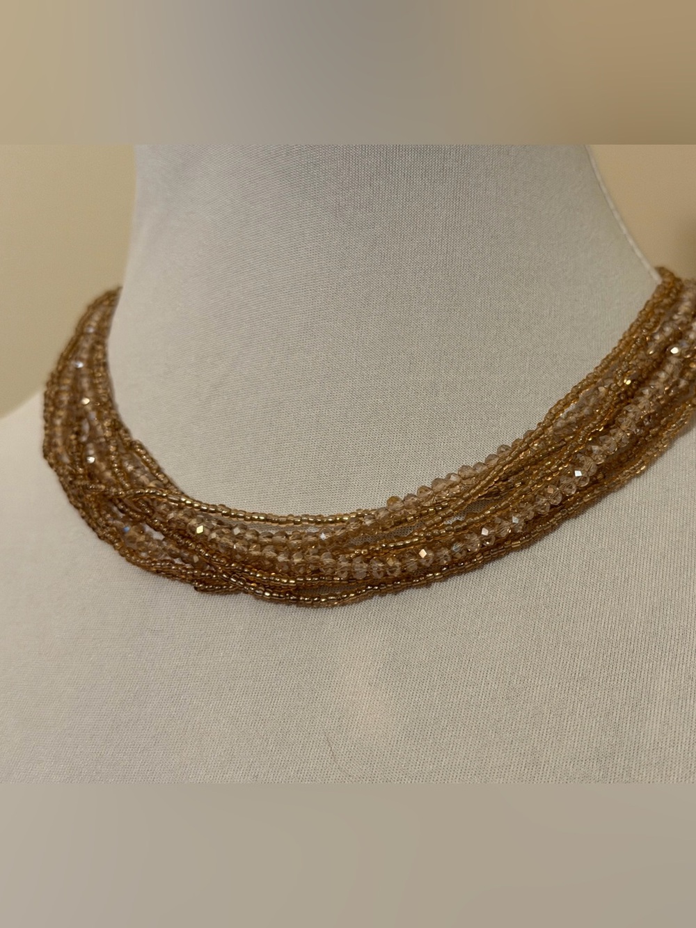 Gold-Tone Faceted Bead Multi-Strand Necklace